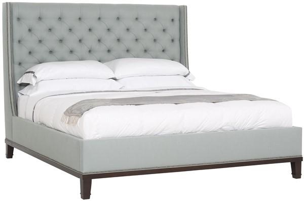 Weiss upholstered store sleigh bed